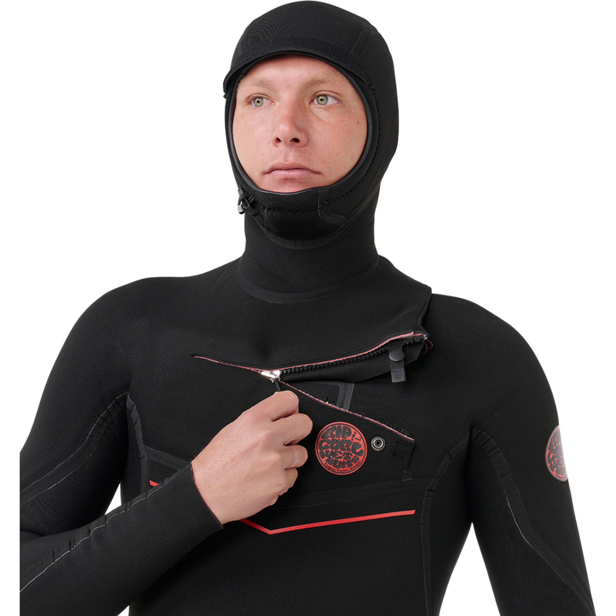 2026 Rip Curl Mens Flashbomb Fusion 5/4mm Hooded Chest Zip Wetsuit 173MFS - Black